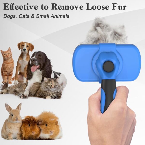 71Zeg5w7MdL._SL1500_.jpg Swihauk Self Cleaning Slicker Brush - Skin Friendly Deshedding Grooming Tool for Dogs & Cats, Suitable for Shedding & Haired Pets, with Pet Supplies Accessories, Blue