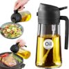 71ZjnwrH7iL._AC_SL1500_.jpg YARRAMATE 16oz/470ml Glass Olive Oil Sprayer for Cooking with Stickers, 2 in 1 Oil Dispenser for Kitchen Gadgets, Food Grade Premium Spray Bottle with Portion Control for Salad, Frying, BBQ (Black)