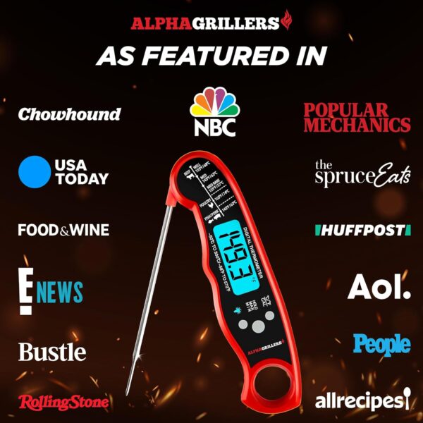 Alpha Grillers Meat Thermometer Digital – Instant Read Food Thermometer for Cooking & Grilling – Professional Kitchen Gifts for Men, Dad & Mom