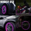 4PCS Fluorescent Tire Valve Stem Caps, Luminous Car Tire Air Cap, Corrosion Resistant Leak-Proof Wheel Valve Cover, Universal for Cars, Trucks, Bikes, Motorcycles, Bicycles(Pink)