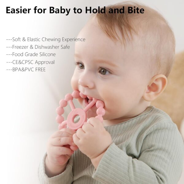 71aAhnHvg0L._SL1500_.jpg 3 Pack Ring Teether Baby Infant Toys, Baby Essentials, Silicone Teething Ring Toys for Babies 0-6 Months, Seposeve Toddler Teethers 6-12 Months 12-24 Months, Infant Teething Relief, Purple Pink White