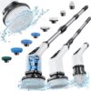 71aQbSwuNxL._AC_SL1500_.jpg Leebein Electric Spin Scrubber, Cordless Cleaning Brush with 8 Replaceable Brush Heads, Tub and Floor Tile 360 Power Scrubber Dual Speed with Adjustable & Detachable Handle for Bathroom Kitchen Car