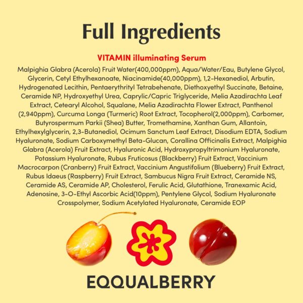 71cACm1XcFL._SL1500_.jpg EQQUALBERRY Vitamin Illuminating Serum | Niacinamide 4% + Brightening Vitamin C Face Serum with Hyaluronic Acid & Vitamin E | Dark Spot, Uneven Tone Care | Korean Skincare, 1.01 fl.oz