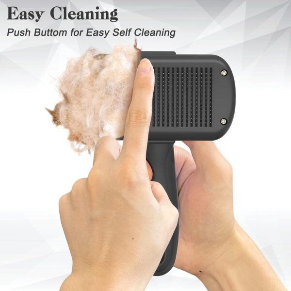 71cBbPkGeTL._SL1500_.jpg Dipoo Self Cleaning Shedding Brush - Skin Friendly Grooming Tool for Dogs, Cats, and Puppies, Deshedding and Hair Removal for Long and Short Haired Pets, Black