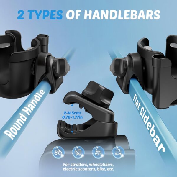 Guiseapue Cup Holder for Walker: Stroller Cup Holder Attachment with Phone Holder, Wheelchair/Stroller Accessories for Rollator, Bike, Scooter, Baby Essentials, First Mother‘s Day Gifts for New Mom