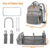Astro alan Baby Diaper Bag with Changing Station, Waterproof Diaper Bag Backpack for Moms Dads with USB Charging Port, Baby Shower Gifts, Large Capacity diaper backpack, Grey