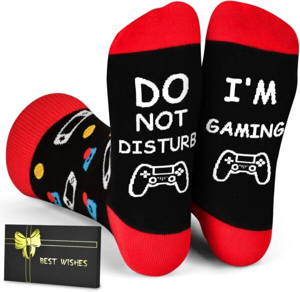 71cSWpSkkHL._AC_SL1500_.jpg Birthday Gifts for Men Teen Boys, Valentines Day Gift for Him Boyfriend Husband, Do Not Disturb I'm Gaming Funny Gamer Socks