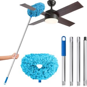 71cUZUOHBUL._AC_SL1500_.jpg DRQ Ceiling Fan Cleaner Duster, Reusable Microfiber Duster with Extension Pole, 13 to 48 Inch Fan Blade Cleaner, Removable Dusters for Cleaning Walls Bookshelves Door Window Top (Blue)