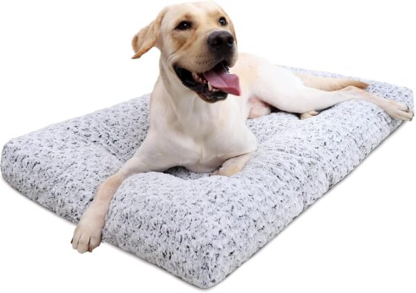 71cgXdW0WqL._AC_SL1500_.jpg KSIIA Washable Dog Bed Deluxe Plush Dog Crate Beds Comfy Kennel Pad Anti-Slip Pet Sleeping Mat for Large, Jumbo, Medium, Small Dogs Breeds, 35" x 23", Gray