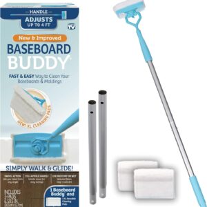 71ckfw7et7L._AC_SL1500_.jpg Baseboard Buddy | Lightweight Home Cleaning Essential, Perfect for Baseboards, Moldings & Walls, Glide & Wipe Trapping & Locking Dirt & Dust | As Seen on TV, (1 Baseboard Buddy & 3 Reusable Pads)
