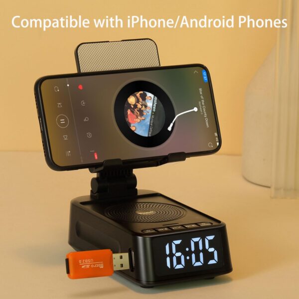 71cwhfnB7IL._AC_SL1500_.jpg Gifts for Men Women, Phone Stand with Bluetooth Speaker&Clock, Birthday Gifts for Him, Phone Holder with Wireless Speaker, Ideal for Dad Mom Husband Boy, Cool Tech Gadget for Men