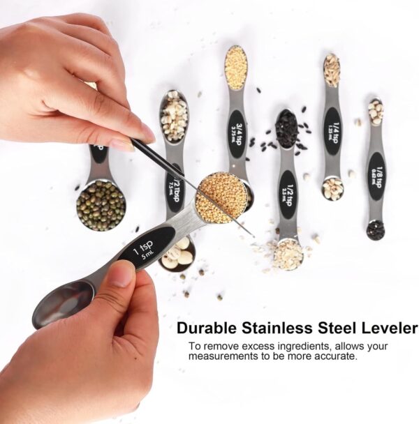 71d6lJqBDwL._AC_SL1500_.jpg Magnetic Measuring Spoons Set Stainless Steel with Leveler, Stackable Metal Tablespoon Measure Spoon for Baking, Cups and Spoon Set Kitchen Gadgets Apartment Essentials Fits in Spice Jars
