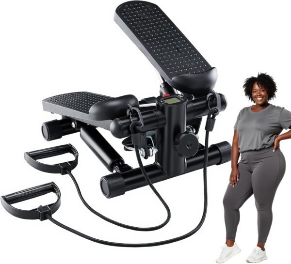 OLIXIS Steppers for Exercise At Home Workout Equipment, Mini Stepper Exercise Machine for Senior Citizens, Twist Stepper with Resistance Bands, Cardio Weight Loss Equipment Home Fitness
