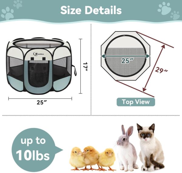 71d96XFUadL._AC_SL1500_.jpg Siedihit Dog Cat Playpen, Puppy Pet Playpen Indoor for Small Dog Crate Tent Cage Outdoor, Portable Pop Up Dogs Enclosure Kennel with Carrying Case for Dogs/Cats/Rabbits(Grey, Small