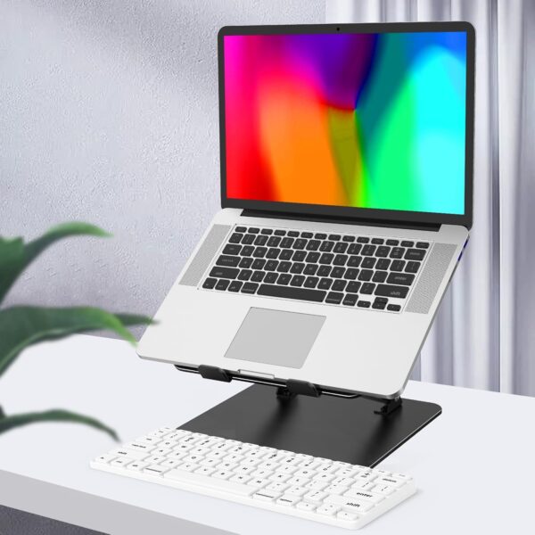 71dF974l6OL._AC_SL1500_.jpg Adjustable Laptop Stand for Desk, Metal Foldable Laptop Riser Holder, Portable Desktop Book Stands, Ventilated Cooling Computer Notebook Stand Compatible with 10-15.6” Laptops