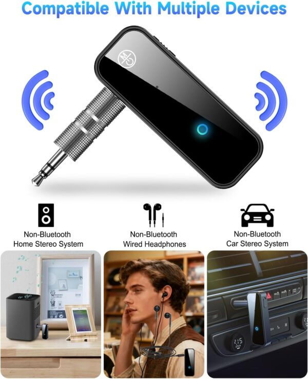 71dGT655M-L._AC_SL1500_.jpg Auxiliary Aux Bluetooth 5.4 Adapter for Car, 2 in 1 Bluetooth Receiver Transmitter, 3.5mm Jack Wireless Audio Adapter Dongle for TV Headphone PC Speaker Amplifier Home Stereo System, with Microphone