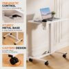 GTPLAYER Small Standing Desk with Wheels, Pneumatic Mobile Rolling Laptop Desk, Adjustable Height Overbed Bedside Table Computer Workstation for Home Office (28" W x 16" D, White)