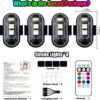 Wireless LED Lights for Car, Wireless Rock Lights with 8 Colors 10 Modes,Led Strobe Warning Light, Motorcycles, Boats, Camping, Bikes, Drones，Design in USA (4pcs Black)
