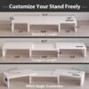 BONTEC Dual Monitor Stand Riser with Smartphone Holder, Adjustable Length & Swivel Angle, Ergonomic Wooden Desktop Organizer for PC Monitor, Laptop, Printer, Large Storage, White