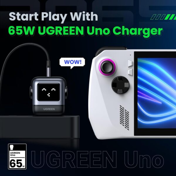 71dyWpOoGVL._AC_SL1500_.jpg UGREEN Uno 65W USB C Charger Block, Nexode 3-Port GaN Fast Charger with Screen, Fun Robot Gifts for Men Women, Compatible with iPhone 17, MacBook Pro/Air/Neo, XPS, Galaxy S26, Steam Deck, Black