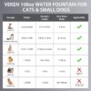 Veken Innovation Award Winner Stainless Steel Cat Water Fountain, 108oz/3.2L Automatic Pet Fountain Dog Water Dispenser with 3 Replacement Filters & Silicone Mat, Gifts for Cats, Dogs (Silver)
