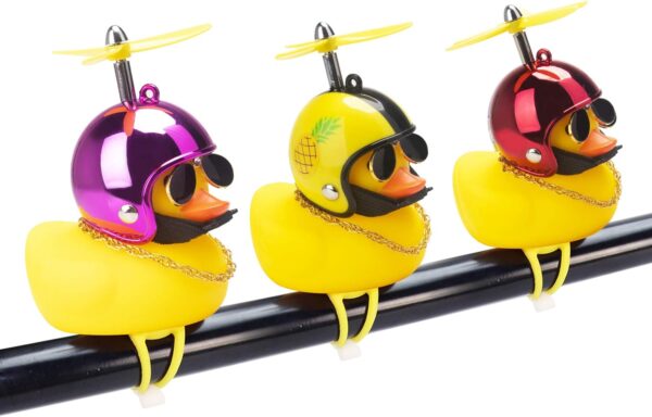 71eeKWphHtL._AC_SL1500_.jpg wonuu Rubber Duck Toy Car Ornaments Yellow Duck Car Dashboard Decorations Squeeze Duck Bicycle Horns with Propeller Helmet