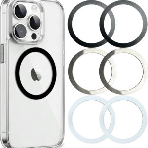 71es-FcK64L._AC_SL1500_.jpg Aothey Universal Metal Rings Compatible with Magsafe Sticker,Magnetic Ring for Phone Cases & Wireless Charging, 6 Pack (2 Black,2 White & 2 Silver)