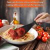 71fEINQXujL._AC_SL1500_.jpg Cooking Spoon for Nonstick Cookwares, Great for Cooking and Serving Sturdy BPA-Free Matte Silicone, Wood Handle Spoon for Mixing, Scoop, and Scrape (Black & Grey, 11.4 inch)