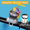 wonuu Duck Bike Bell with Light and Helmet Cute Hamster Bicycle Horn, Dashboard Decoration Hamster Motorcycle Bike Bells Rubber Duck Car Dashboard Decorations (Rainbow-Hamster)