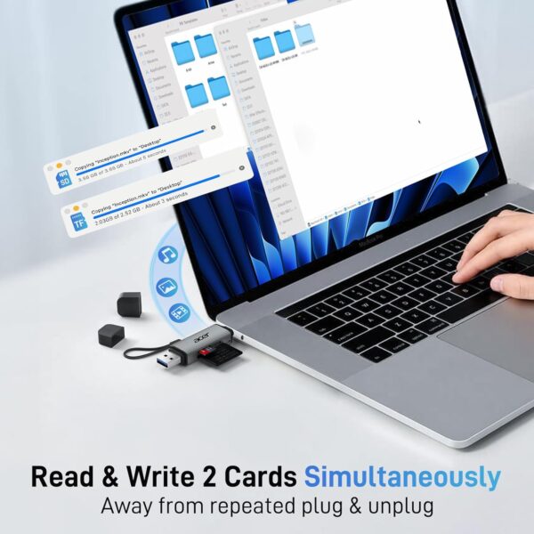 71fW4fMFnxL._AC_SL1500_.jpg acer SD Card Reader USB C, Dual Slots USB 3.0 Type C to Micro SD Card Adapter, Memory Card Reader for MicroSD, SDHC, SDXC, Compatible with Laptop, PC, iPhone16/15, MacBook Pro/Air, iPad Pro, Android