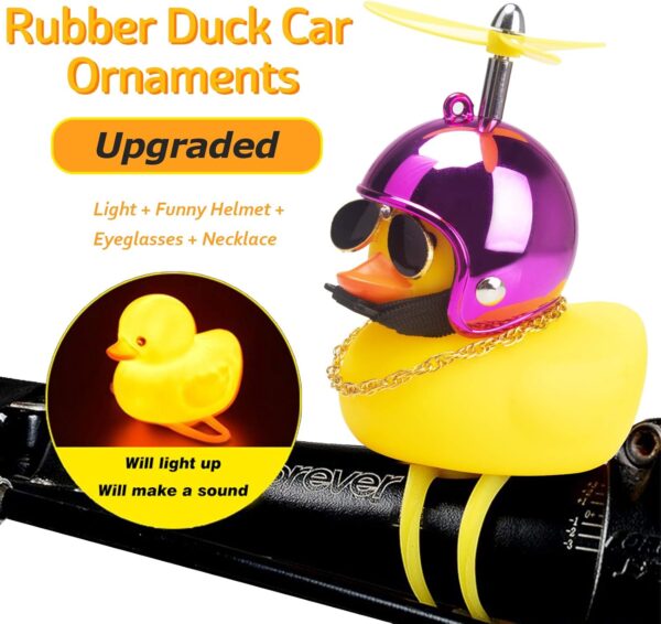 71fgFEIrFvL._AC_SL1500_.jpg wonuu Rubber Duck Toy Car Ornaments Yellow Duck Car Dashboard Decorations Squeeze Duck Bicycle Horns with Propeller Helmet