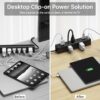 CCCEI Standing Desk Clamp Power Strip with 15 Outlets, Widely Spaced Desktop Edge Mount Surge Protector Outlet, Fast Charging USB-A and USB-C Ports, 6 FT Flat Plug, Black Fit 1.6 inch Table top.