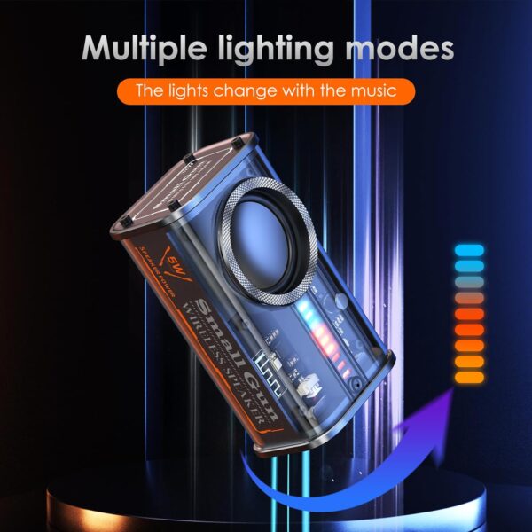 71fzj4NoQ2L._AC_SL1500_.jpg Portable Bluetooth Speaker with Lights, Transparent Wireless Mini Bluetooth Speaker with TWS, Perfect Small Speaker HD Sound and Bass for Office, Home, Shower, Room, Bike, Car (Black)