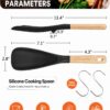 71g2U971w6L._AC_SL1500_.jpg Cooking Spoon for Nonstick Cookwares, Great for Cooking and Serving Sturdy BPA-Free Matte Silicone, Wood Handle Spoon for Mixing, Scoop, and Scrape (Black & Grey, 11.4 inch)