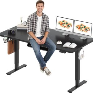 SANODESK Electric Standing Desk 71 x 32 Inches, Height Adjustable Sit Stand with Large Splice Board Desktop for Home Office, Computer Workstations，Memory Ergonomic Computer Desk, Black Frame/Black Top