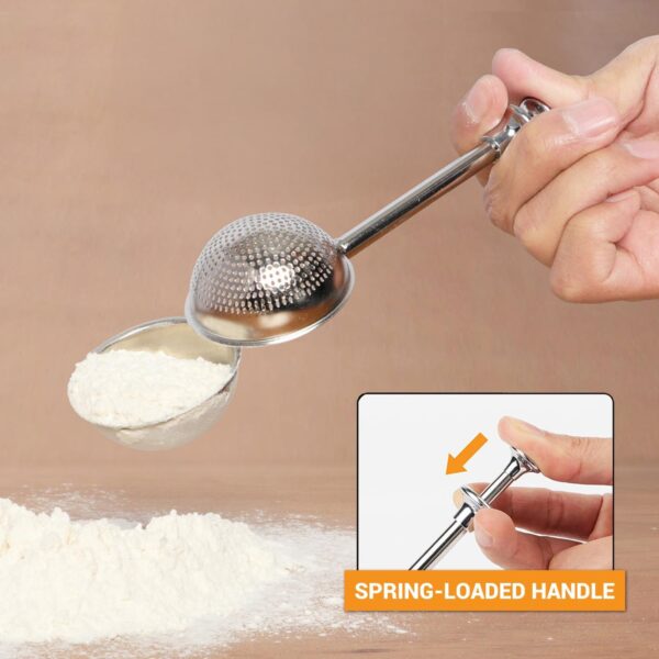 71gCap9SpeL._AC_SL1500_.jpg HULISEN Flour Duster for Baking, One-Handed Operation, 304 Stainless Steel Powdered Sugar Shaker Duster, Pick Up and Dust Flour Sifter, Gift Package
