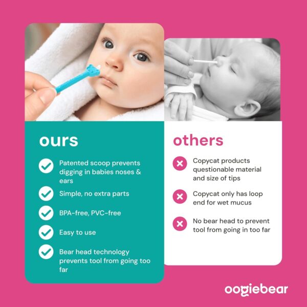 oogiebear Baby Nose Cleaner & Ear Wax Removal Tool - Safe Booger & Earwax Removal for Newborns, Infants, Toddlers - Dual-Ended - Essential Baby Stuff