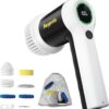 Electric Bathroom Cleaning Brush, Cordless Spin Scrubber Full Body Waterproof IPX7 with 6 Replaceable Brush Heads for Bathtub/Kitchen/Window/Home Cleaning -SD-CTB02