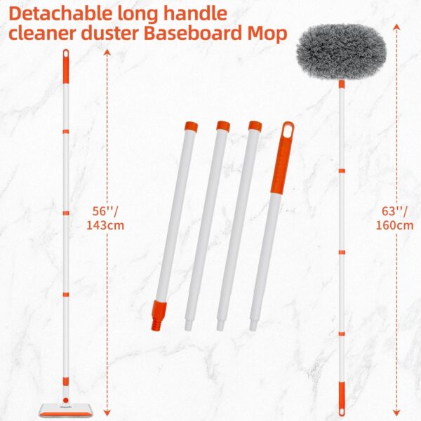 71gli9kCVwL._AC_SL1500_.jpg Baseboard Cleaner Tool with Handle, Extendable Long Handle Baseboard Cleaning Duster with Reusable Pads for Floorboard, Ceiling Fan Blade Cleaner Duster (Gray)