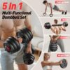 FITPLAM Adjustable dumbbell set,20/35/45/55/70/90lbs Free Weights set with upgraded nut, 5 in 1 Weight Set Used as Kettlebells, Barbell, Push up Stand, Fitness Exercise for Home Gym Suitable Men/Women