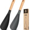 71hvVAk0IOL._AC_SL1500_.jpg Cooking Spoon for Nonstick Cookwares, Great for Cooking and Serving Sturdy BPA-Free Matte Silicone, Wood Handle Spoon for Mixing, Scoop, and Scrape (Black & Grey, 11.4 inch)