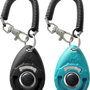 71iSurE7U5L._AC_SL1500_.jpg Dog Training Clicker with Sring Wrist and Keyring - Pet Dog Training Clickers for Puppy, Cat, Potty, Bird, Horse, Pet, Trainer Training Tools, Behavior Aids