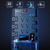 71ikbjCLPoL._AC_SL1500_.jpg Power Strip, SUPERDANNY Surge Protector with 22 AC Outlets and 6 USB Charging Ports, 1875W/15A, 2100 Joules, 6.5Ft Flat Plug Heavy Duty Extension Cord for Home, Office, Dorm, Gaming Room, Black