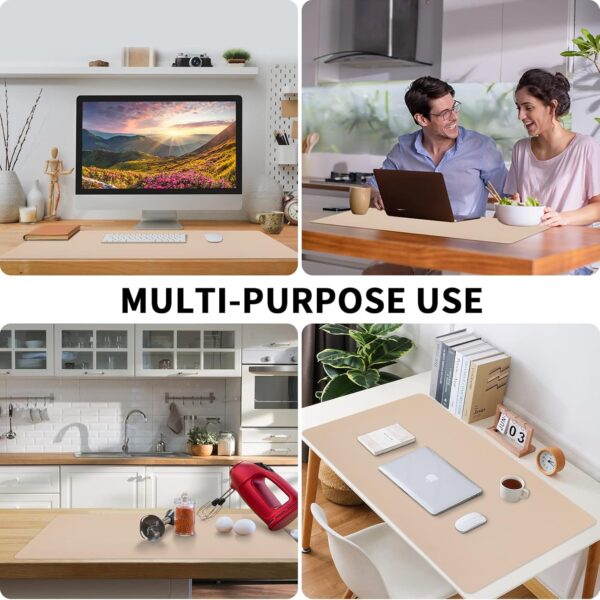 71ilIKlVq0L._AC_SL1500_.jpg Leather Desk Pad, Mouse Pad, Non-Slip Desk Protector Mat, Leather Desk Blotter, Computer Desk Pad, Waterproof Desk Mat for Office Home Decor - Beige (31.5×15.7 Inches)