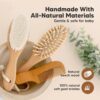 Baby Hair Brush Set for Newborns - Soft Goat Bristle Wooden Baby Brush and Comb Set Newborn Grooming Kit for Cradle Cap, Durable & Gentle, Boy, Girl Infant Essentials Care Kit (Regular, Walnut)