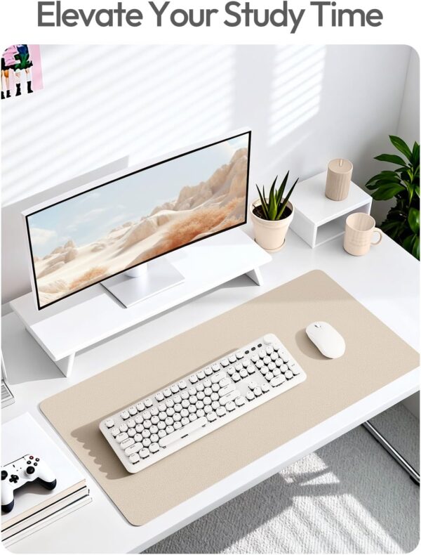YSAGi Leather Desk Pad Protector, Office Desk Mat, Large Mouse Pad, Non-Slip PU Leather Desk Blotter, Waterproof Laptop Desk Writing Pad for Office and Home (23.6" x 13.8", Eggshell)