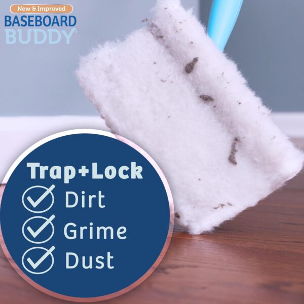 71jufS6KVL._AC_SL1500_.jpg Baseboard Buddy | Lightweight Home Cleaning Essential, Perfect for Baseboards, Moldings & Walls, Glide & Wipe Trapping & Locking Dirt & Dust | As Seen on TV, (1 Baseboard Buddy & 3 Reusable Pads)