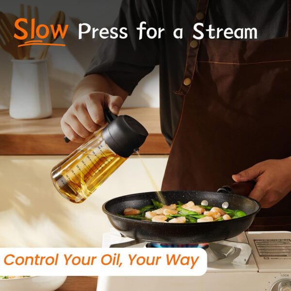 71k1JcMDRwL._AC_SL1500_.jpg TrendPlain 16oz/470ml Glass Olive Oil Sprayer for Cooking – 2 in 1 Olive Oil Dispenser Bottle for Kitchen Gadgets and Air Fryer Accessories, Salad, BBQ - Black
