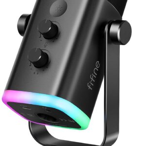 71k6li9vFL._AC_SL1500_.jpg FIFINE USB/XLR Dynamic Microphone for Podcast Recording, PC Computer Gaming Streaming Mic with RGB Light, Mute Button, Headphones Jack, Desktop Stand, Vocal Mic for Singing YouTube-AmpliGame AM8