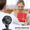 71kOznq-0jL._AC_SL1500_.jpg Portable Stroller Mini Fan, Small Rechargeable Personal Fan, Baby Travel Essentials for Wagon, Car Seat, Treadmill, Battery Powered Biking Gear Accessories, 360° Rotation, 3-Speed, Display, Black